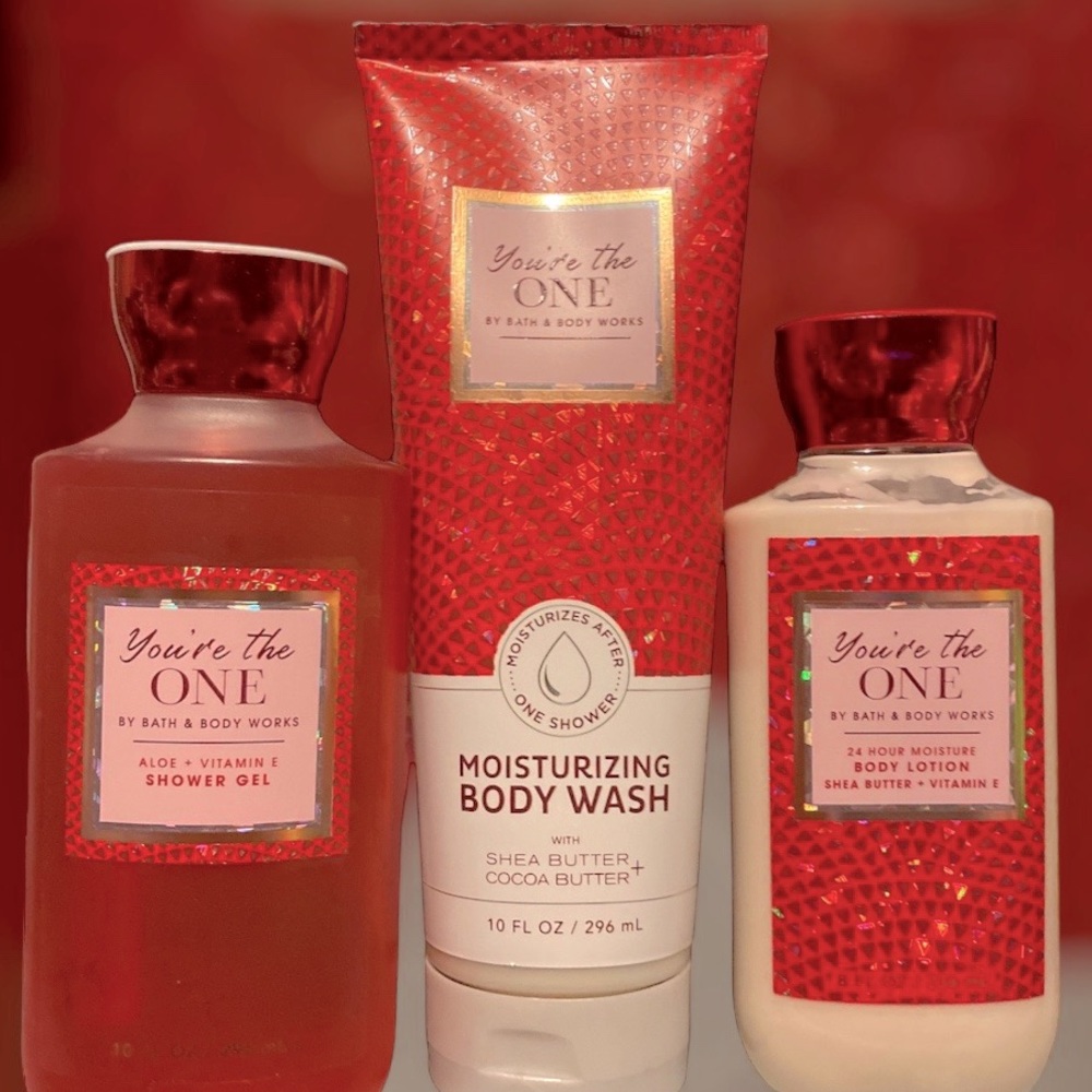 You’re The One Body Set. 3 PC Set. Body wash. Body Lotion. Shower Gel Brand New